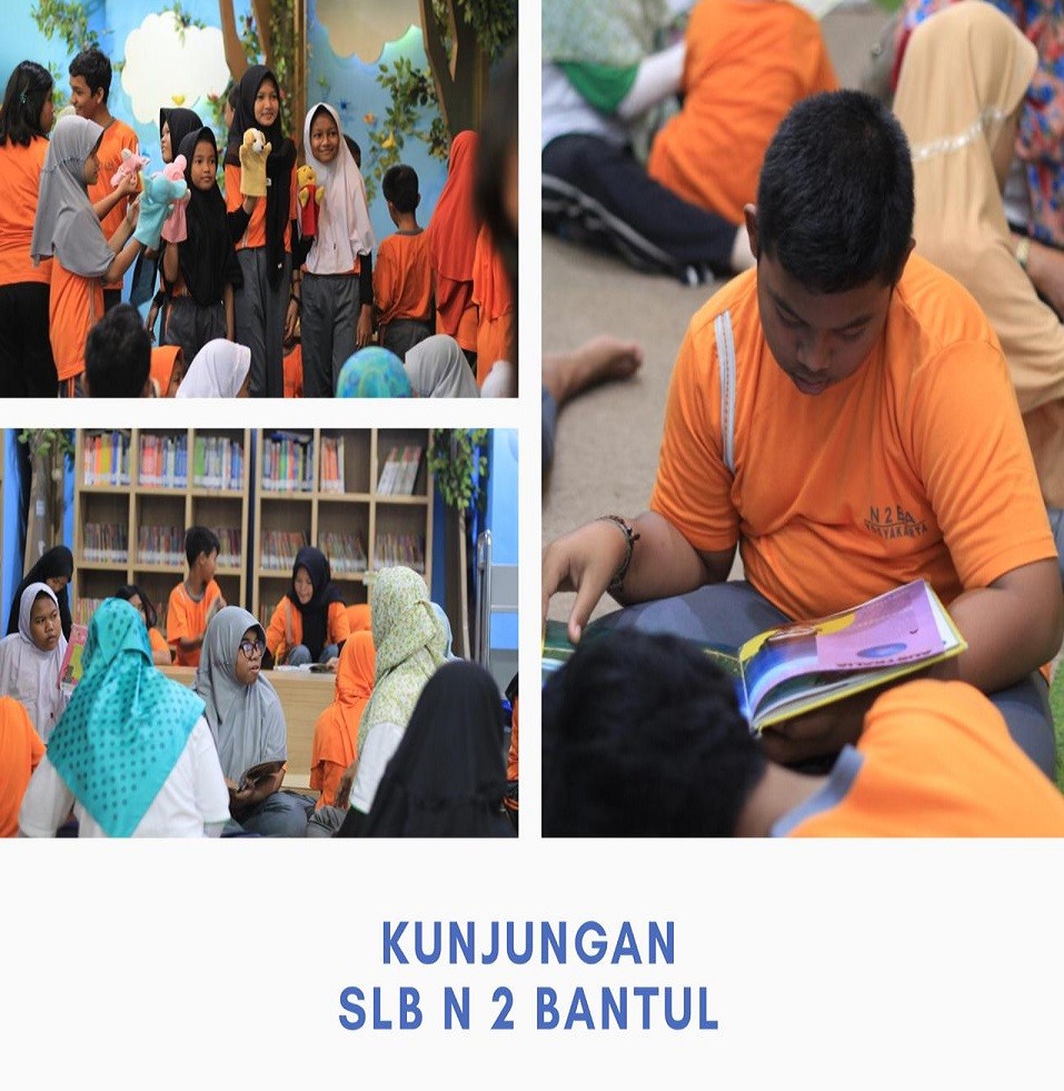 Kunjungan SLB N 2 Bantul ke perpustakaan Ghratama Pustaka