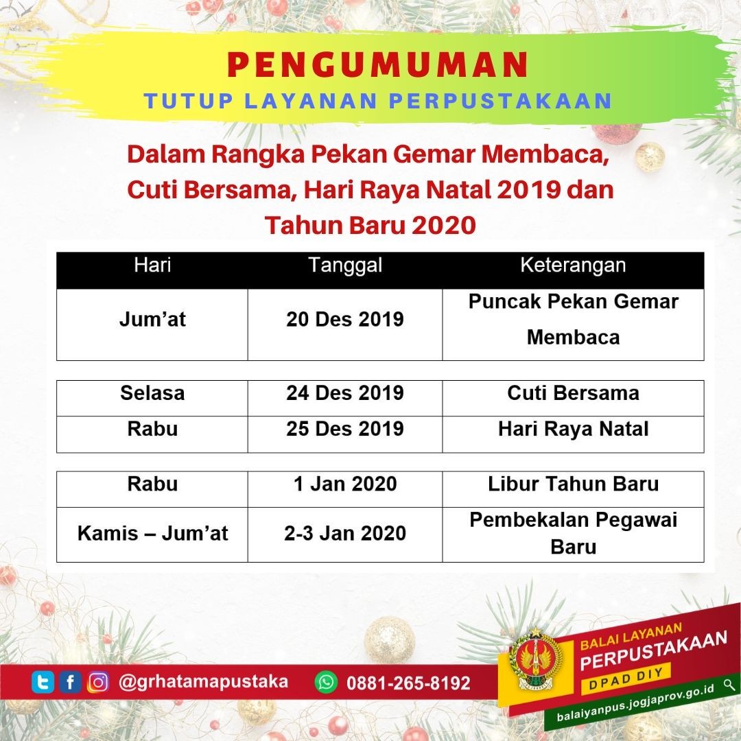 Pengumuman Tutup Layanan