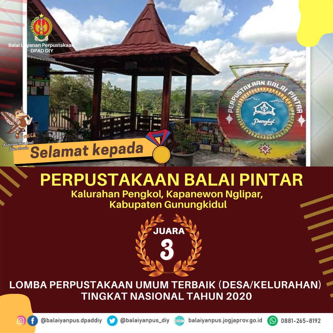 Perpustakaan Balai Pintar Pengkol, Nglipar, Gunungkidul Juara 3 Tingkat Nasional