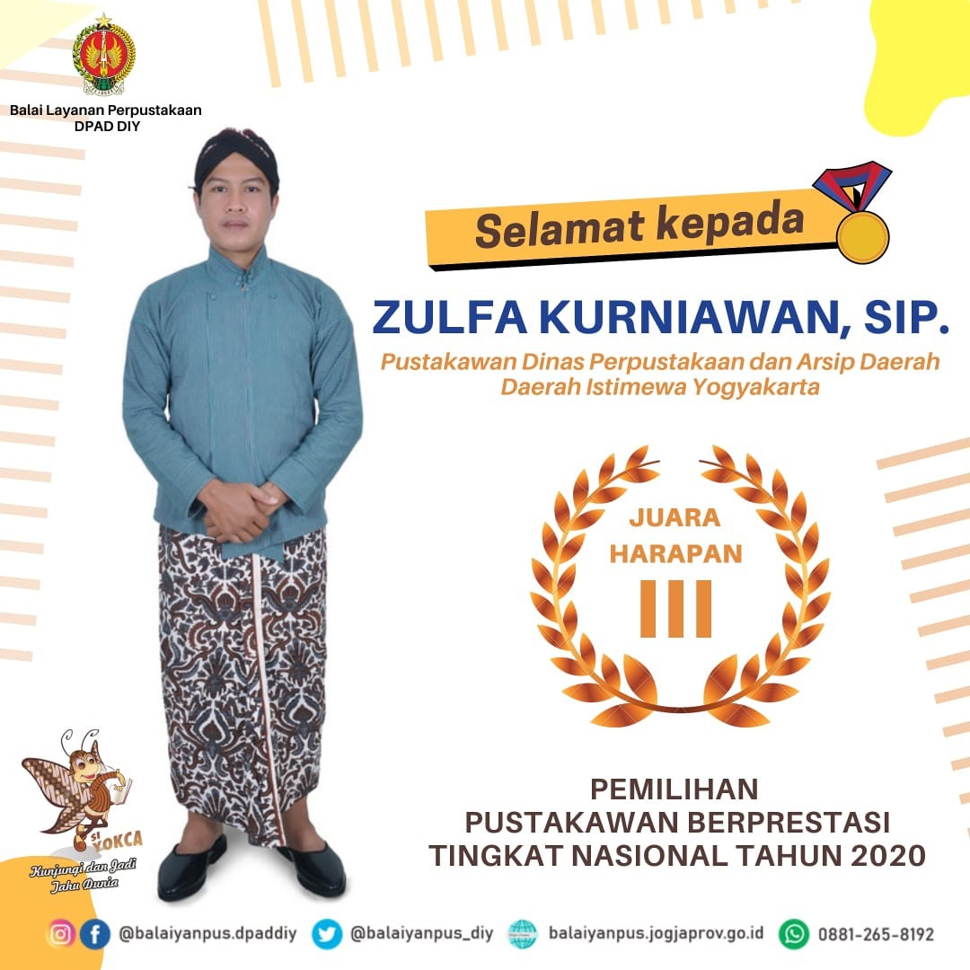 Wakil DIY Juara Harapan III dalam Pemilihan Pustakawan Berprestasi Tingkat Nasional Tahun 2020