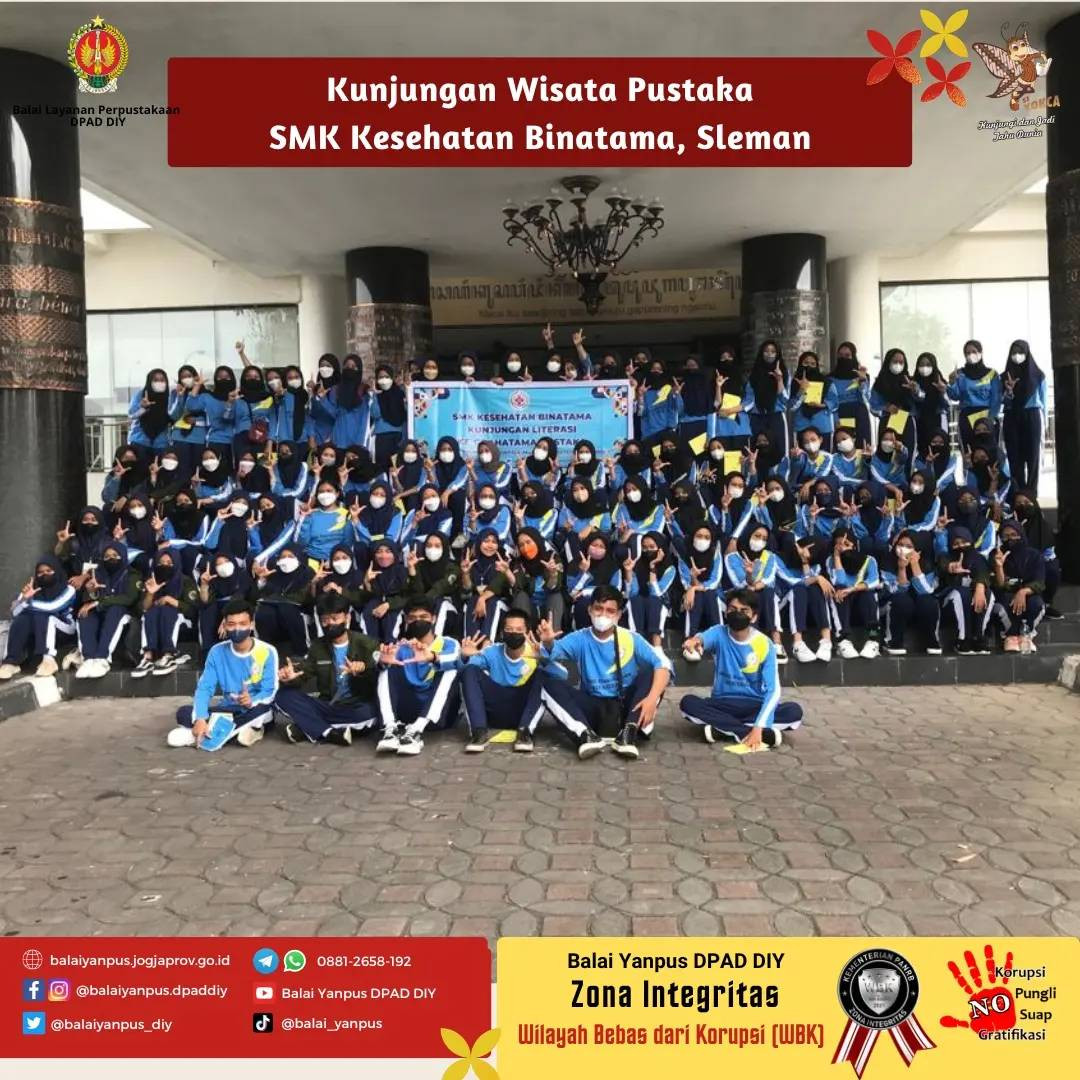 Kunjungan Wisata Pustaka dari Siswa siswi SMK Kesehatan Binatama,Sleman