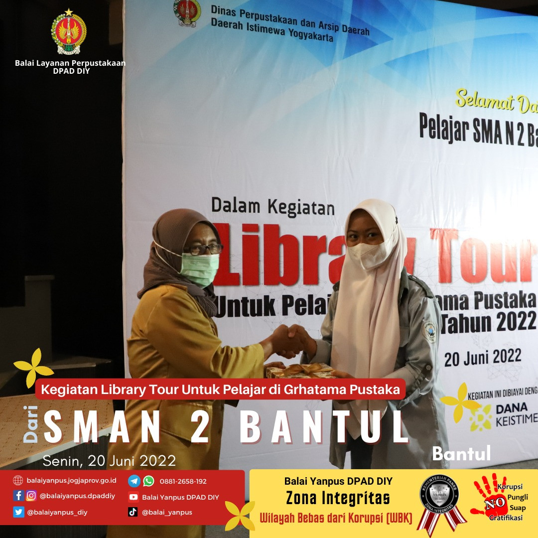 Kegiatan Library Tour Untuk Pelajar di Grhatama Pustaka dari SMA N 2 Bantul