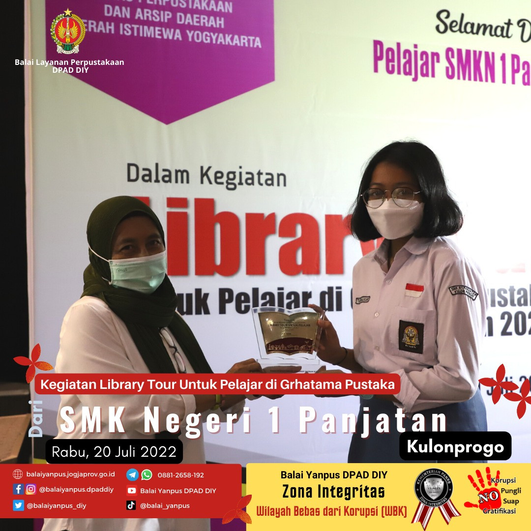 Kegiatan Library Tour Untuk Pelajar di Grhatama Pustaka dari SMK Negeri 1 Panjatan