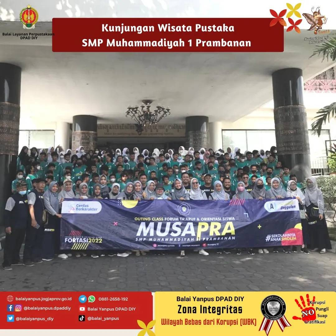 Kunjungan Wisata Pustaka SMP Muhammadiyah 1 Prambanan