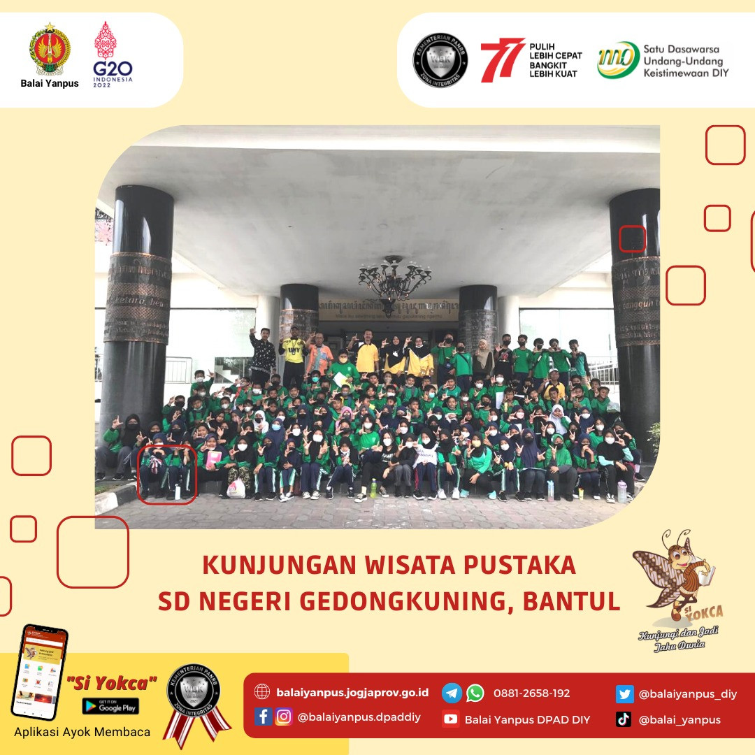 Kunjungan Wisata Pustaka Siswa Siswi Kelas 5 dan 6 SD Negeri Gedongkuning, Bantul