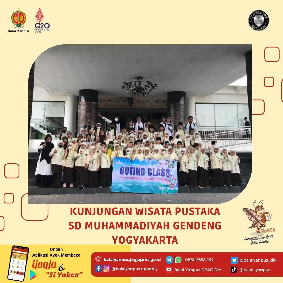 Kunjungan wisata pustaka dari siswa siswi SD Muhamadiyah Gendeng, Yogyakarta