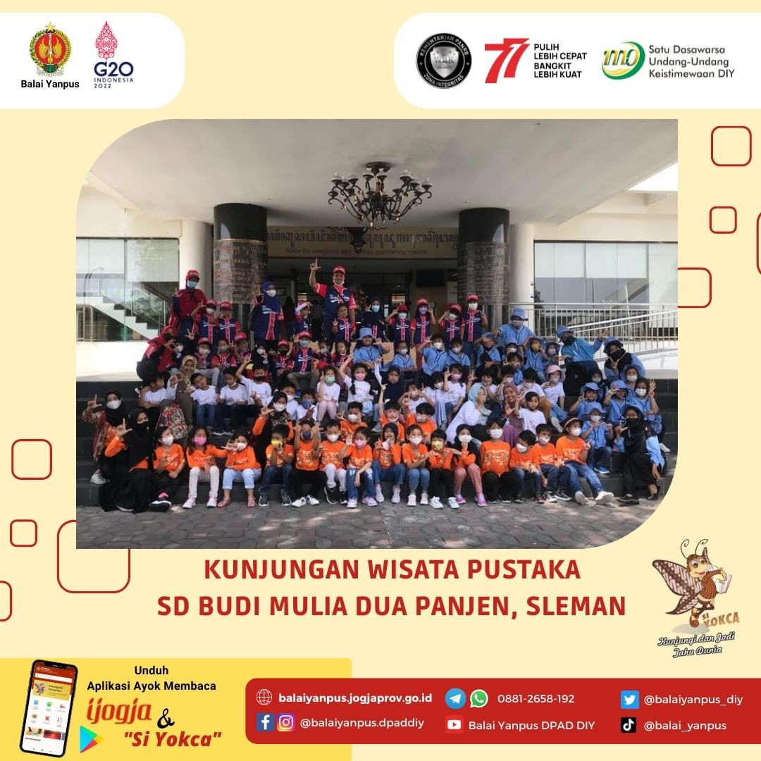 Kunjungan wisata pustaka dari siswa siswi SD Budi Mulia Dua Panjen, Sleman