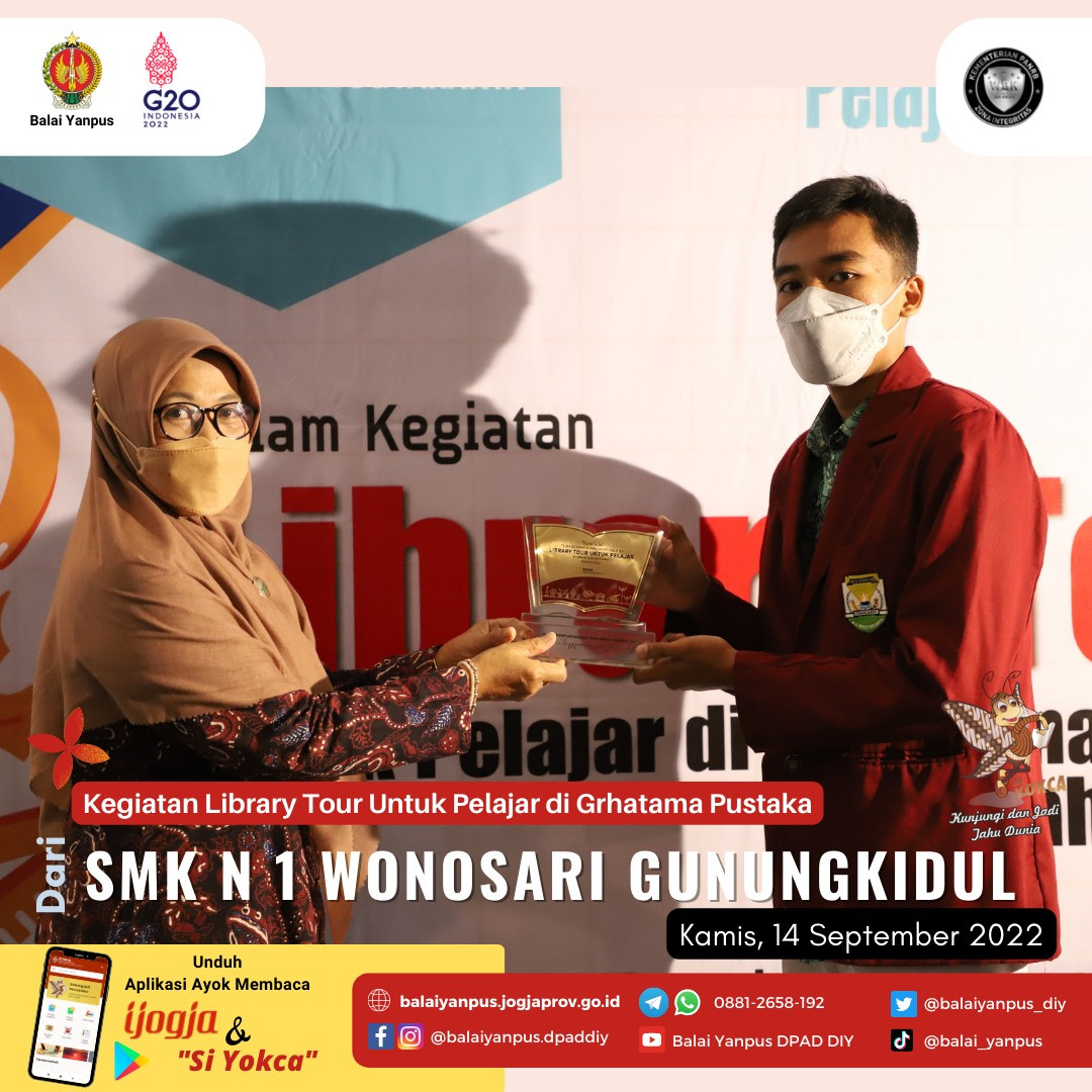 Kegiatan Library Tour Untuk Pelajar di Grhatama Pustaka dari SMK Negeri 1 Wonosari, Gunungkidul