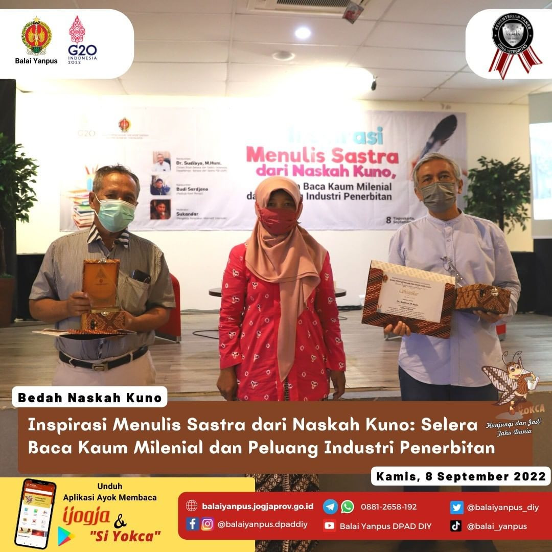 Kegiatan Bedah Naskah Kuno tema "Inspirasi Menulis Sastra dari Naskah Kuno, Selera Baca Kaum Milenial dan Peluang Industri Penerbitan"