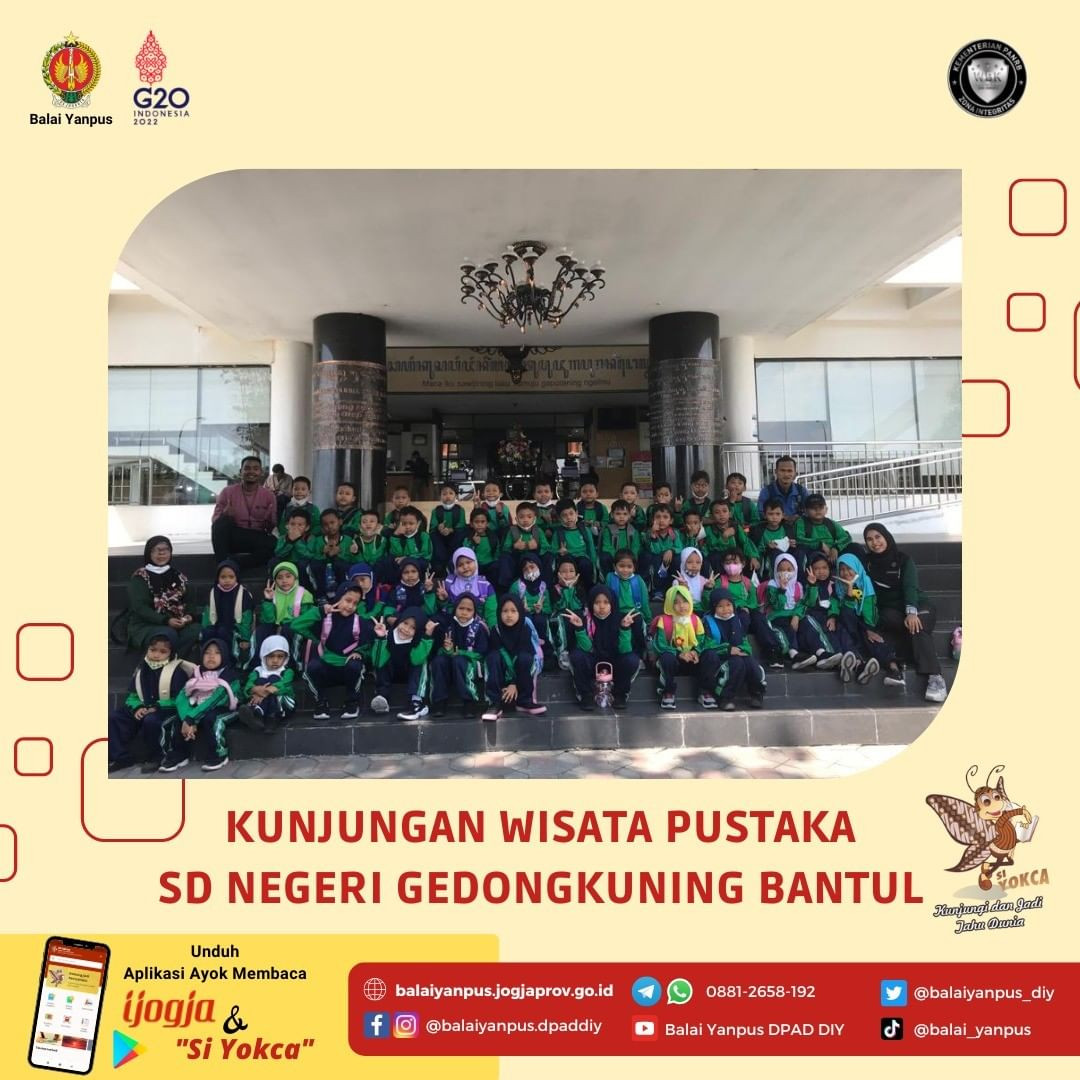 Wisata pustaka dari siswa siswi kelas 1 SD Negeri Gedongkuning, Bantul