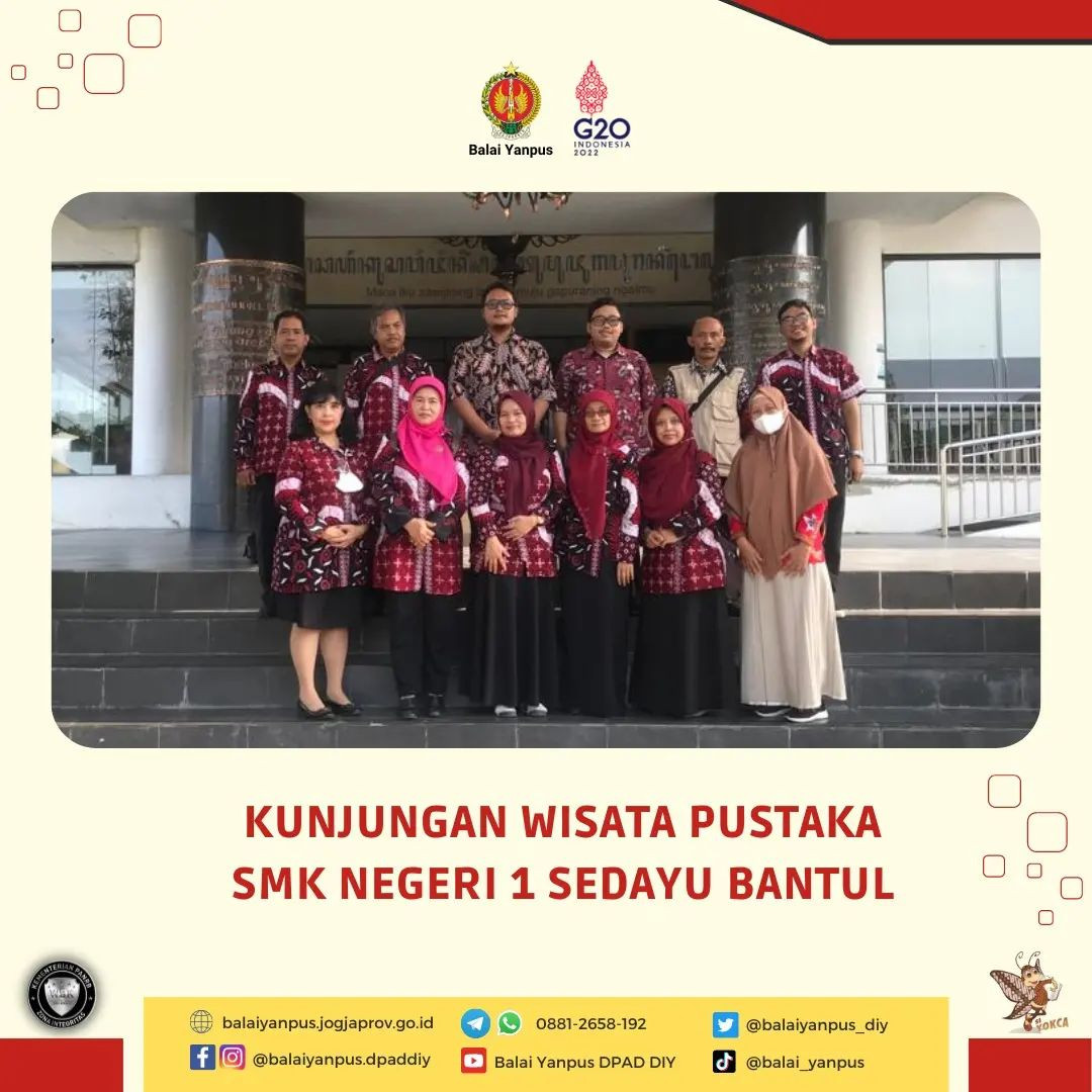 Kunjungan Wisata Pustaka dari Bapak Ibu Guru SMK Negeri 1 Sedayu Bantul di Grhatama Pustaka