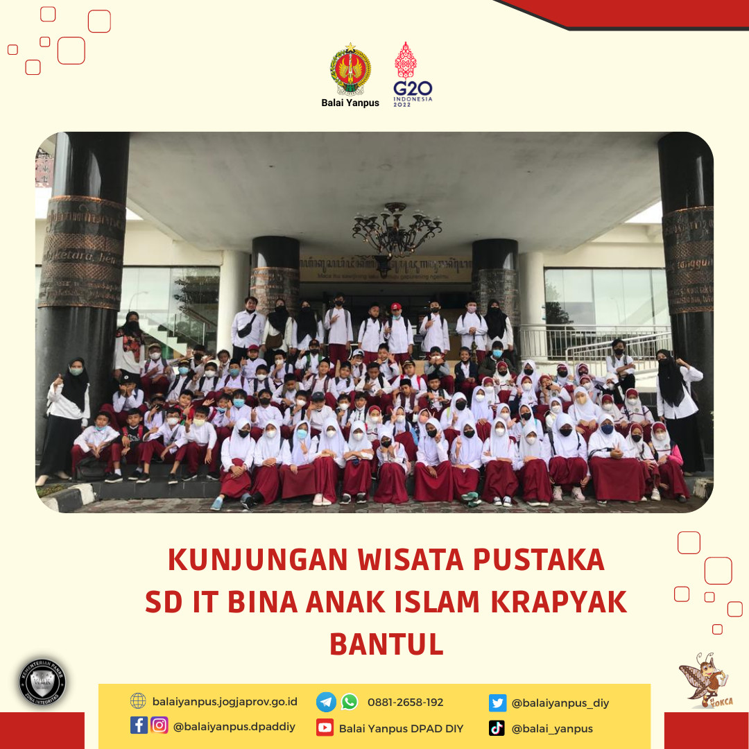 Kunjungan Wisata Pustaka dari Siswa Siswi SD IT Bina Anak Islam Krapyak, Bantul di Grhatama Pustaka