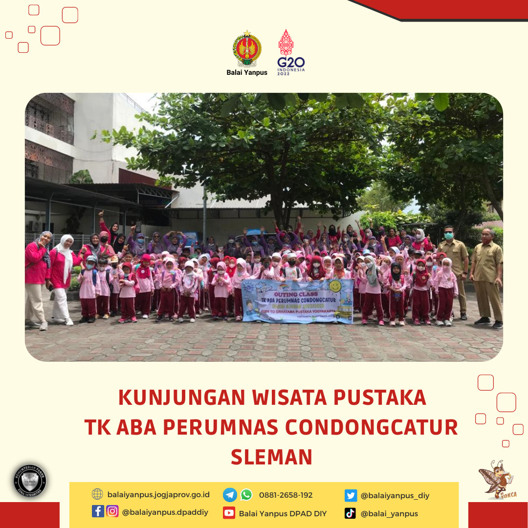 Kunjungan Wisata Pustaka dari Siswa Siswi TK ABA Perumnas Condongcatur di Grhatama Pustaka