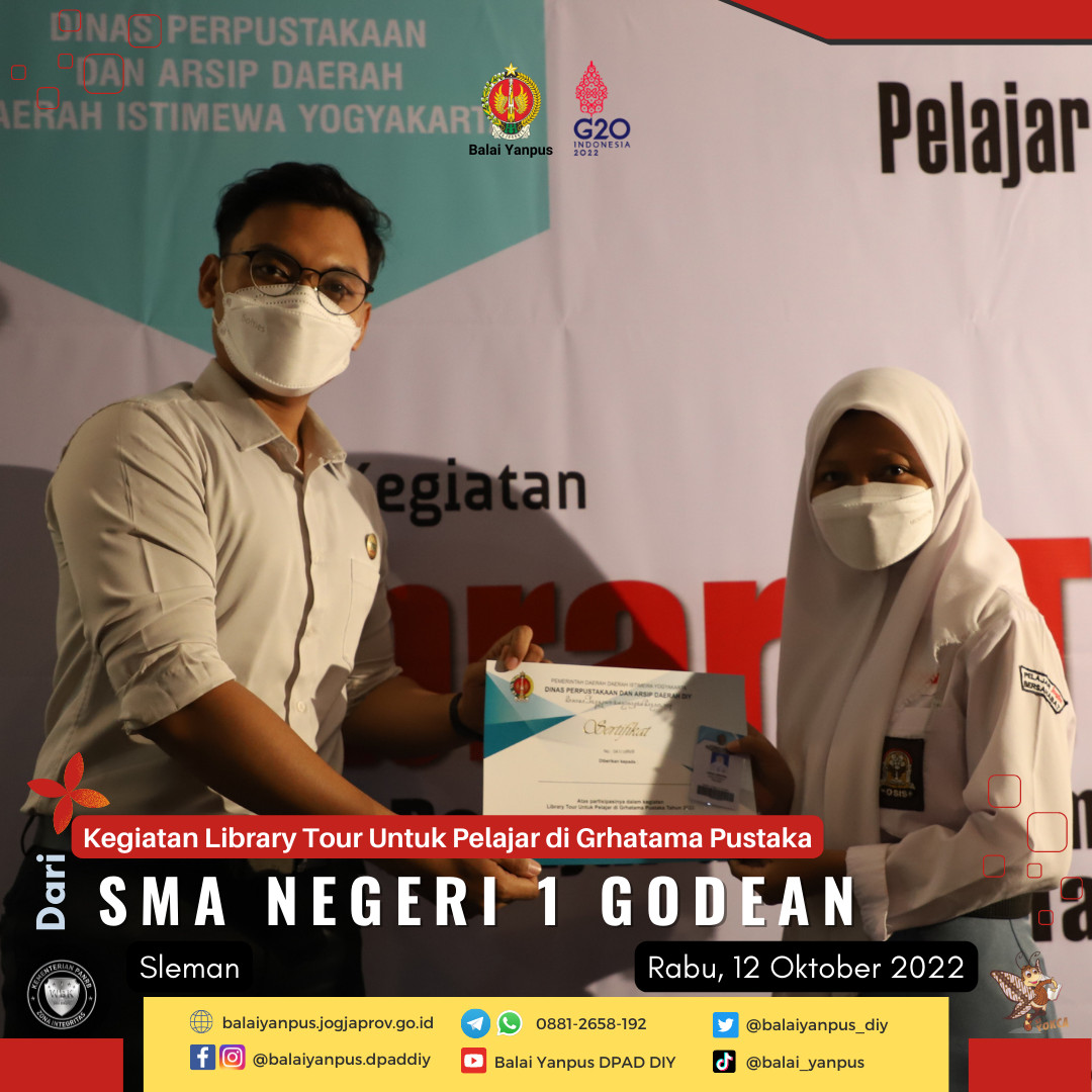 Kegiatan Library Tour Untuk Pelajar di Grhatama Pustaka dari SMA Negeri 1 Godean, Sleman