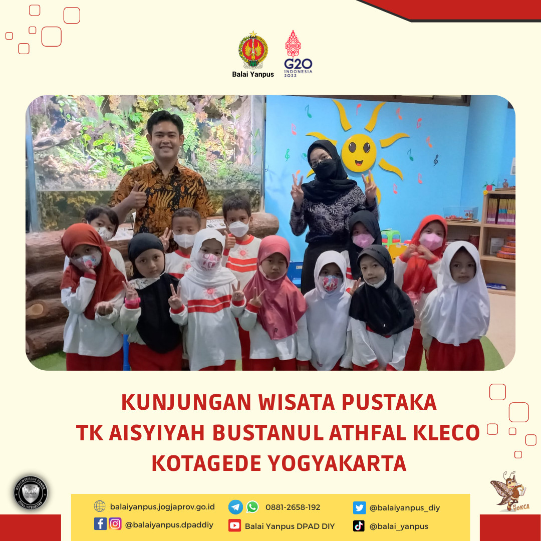 Kunjungan Wisata Pustaka dari Siswa Siswi TK Aisyiyah Bustanul Athfal Kleco, Kotagede di Grhatama Pustaka