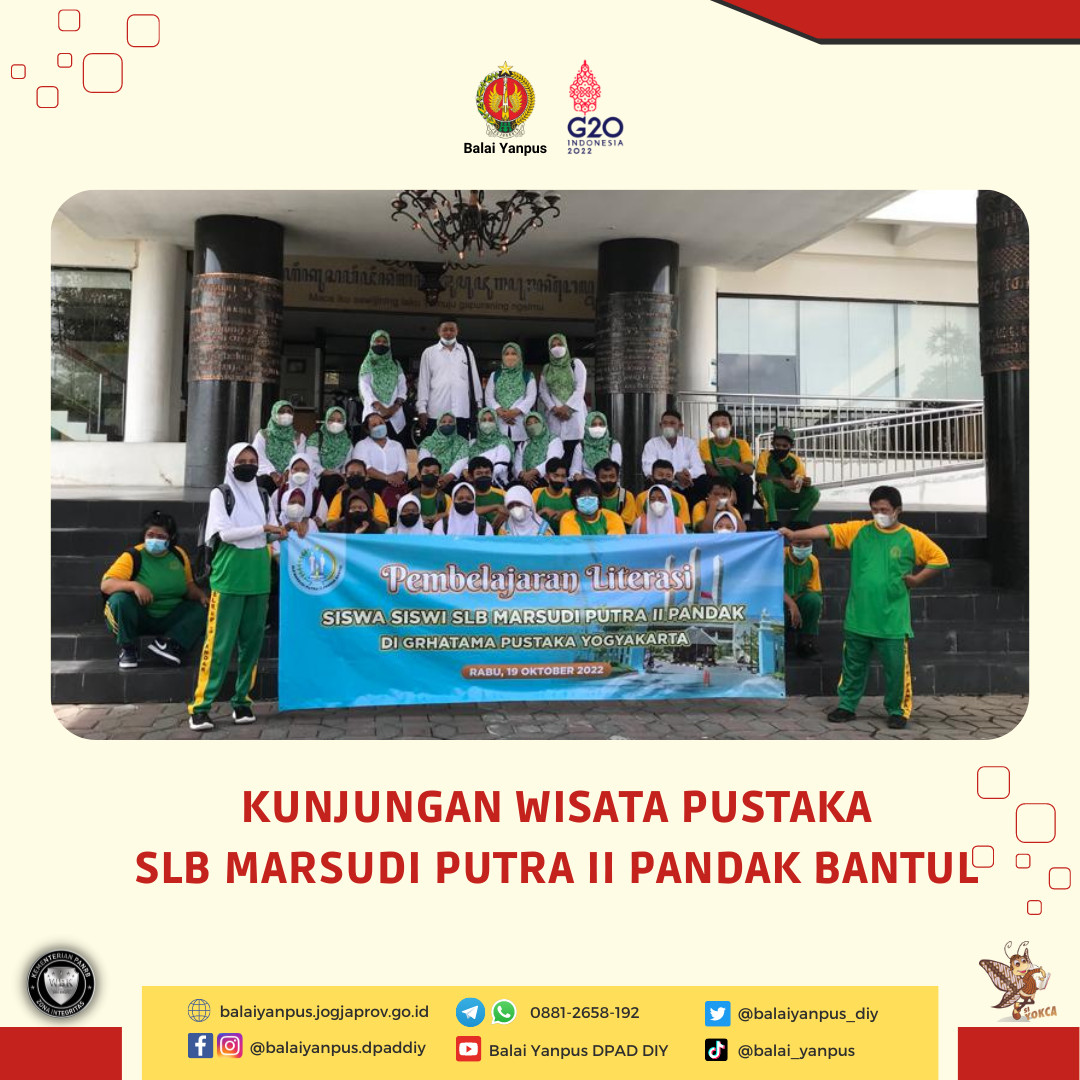 Kunjungan Wisata Pustaka dari Siswa Siswi SLB Marsudi Putra II Pandak, Bantul di Grhatama Pustaka