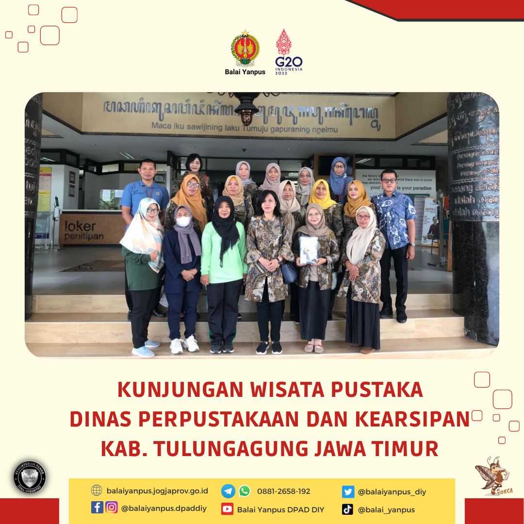 Kunjungan Wisata Pustaka dari Dinas Perpustakaan dan Kearsiapan Kab. Tulungagung Jawa Timur