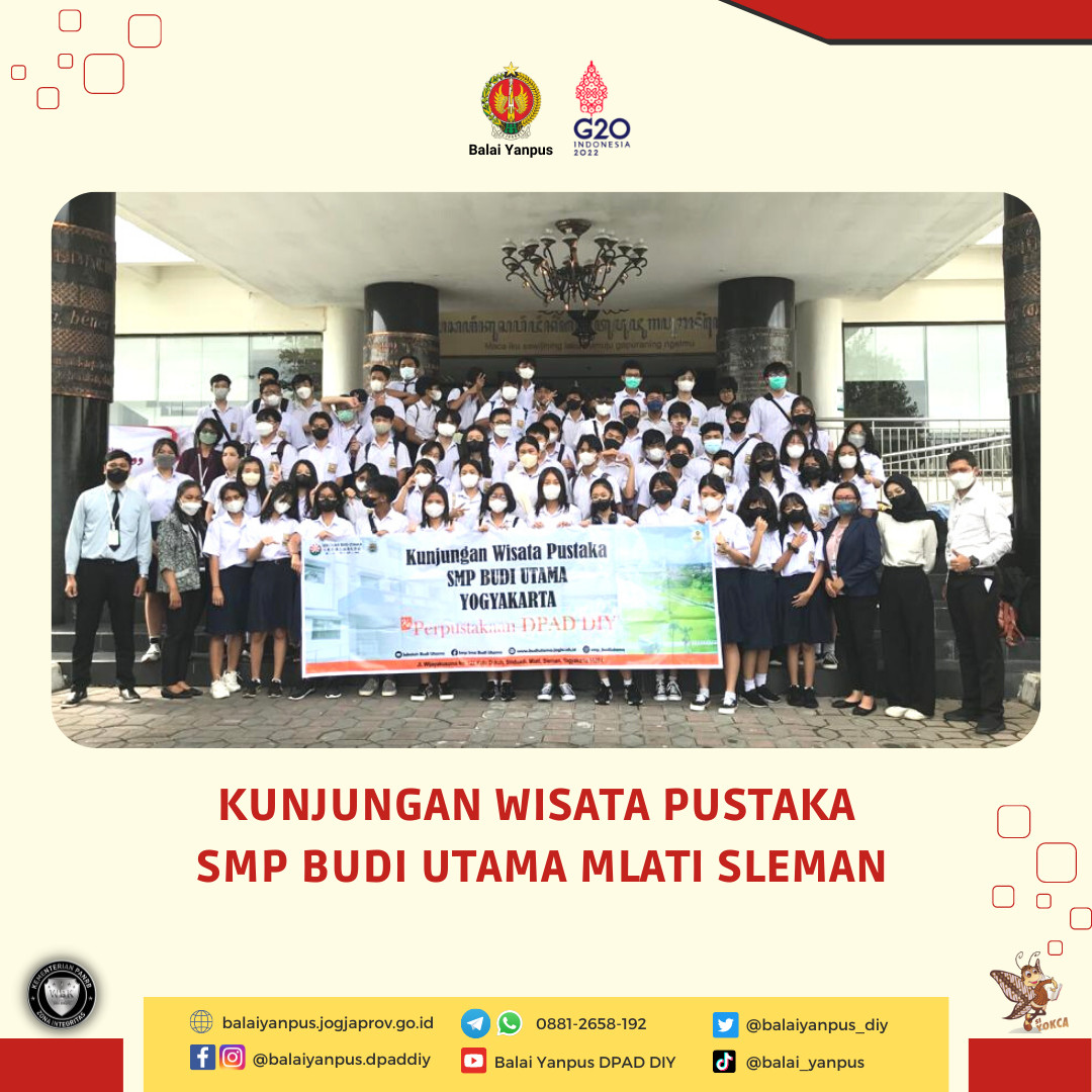 Kunjungan Wisata Pustaka dari Siswa siswi SMP Budi Utama Mlati, Sleman